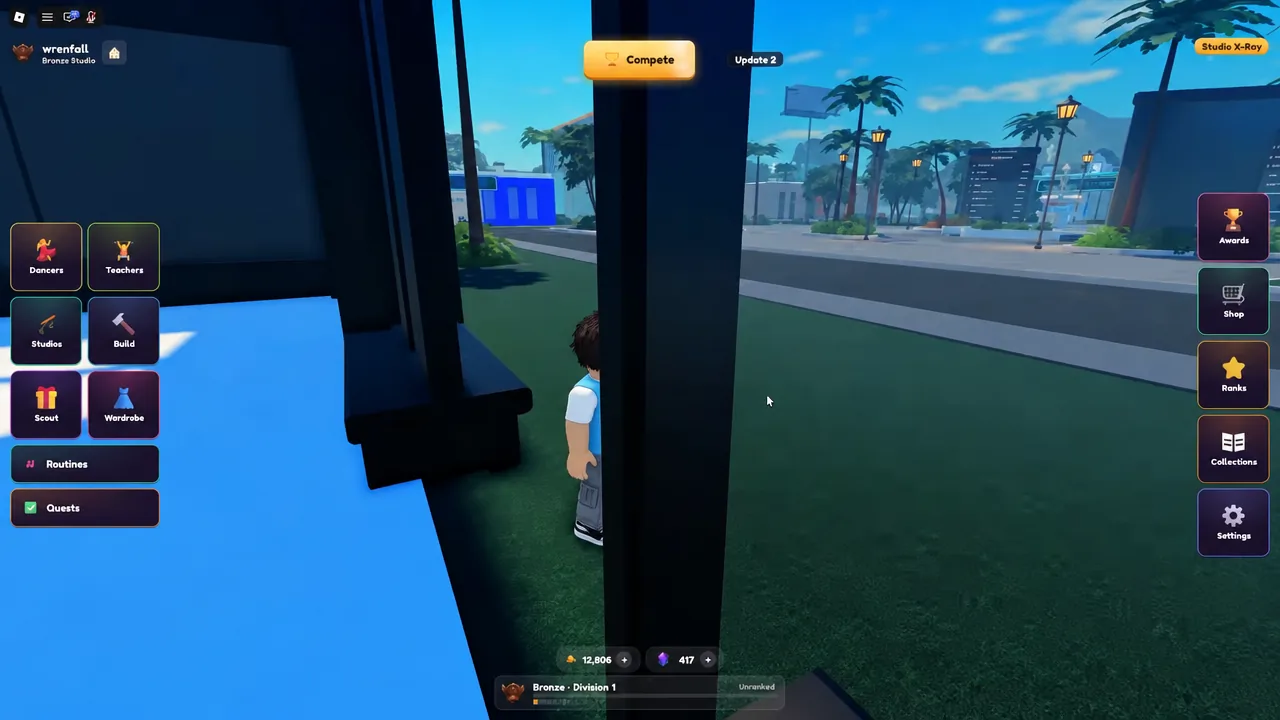 Main hub screen with the yellow Compete button highlighted