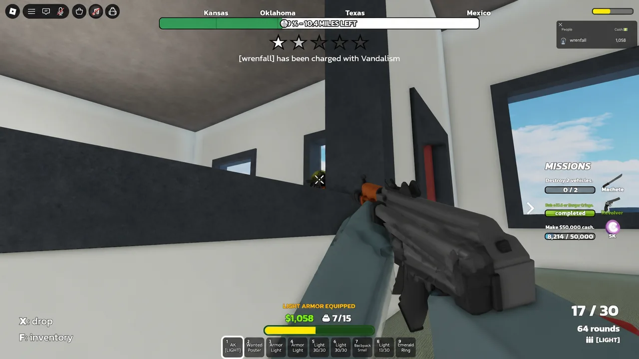 Light armor being equipped from the Runaways hotbar during gameplay