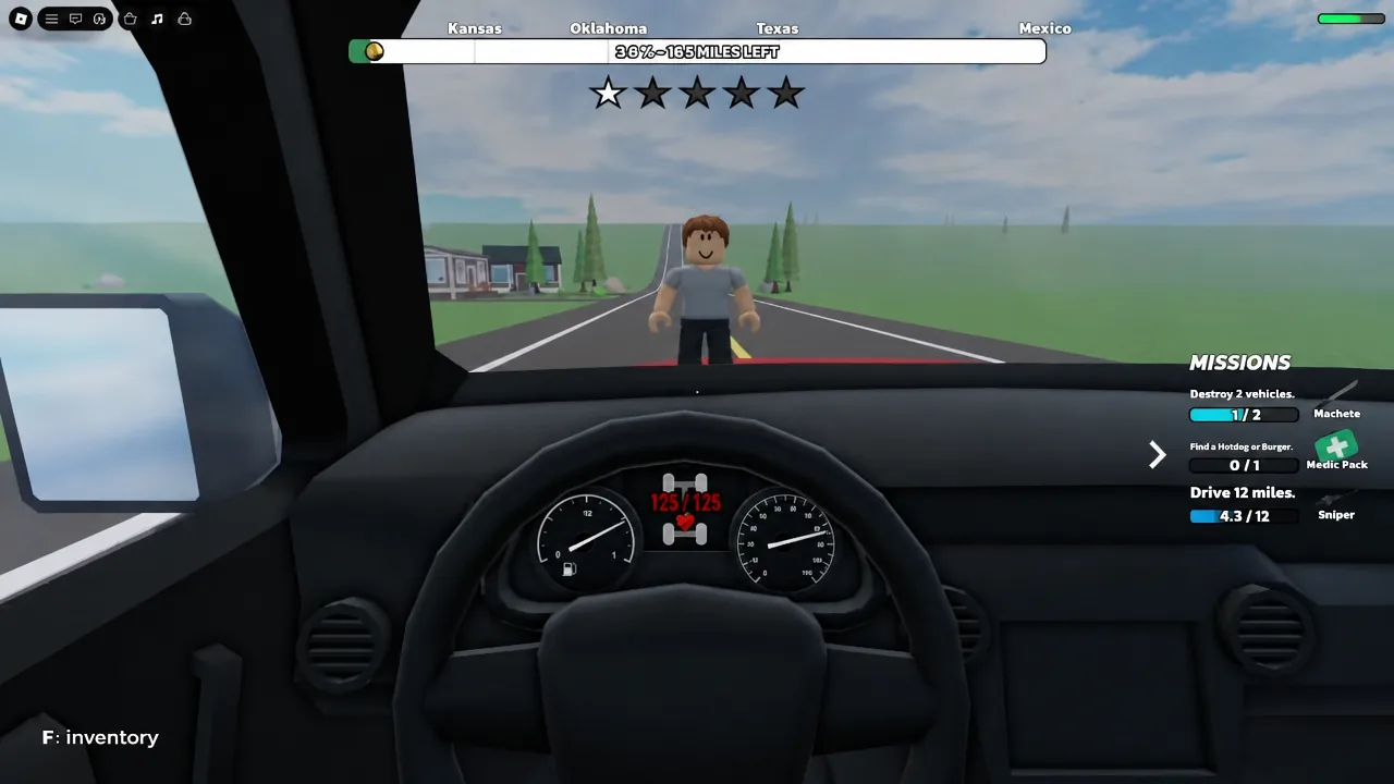 Mission objective tracked on screen while driving toward the next area on the highway