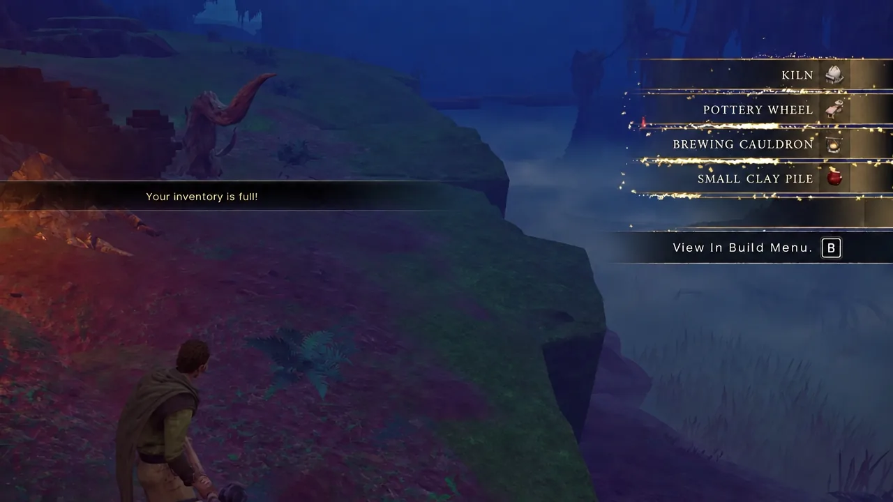 Gathering resources in an outdoor region of Ashenfall with node labels visible