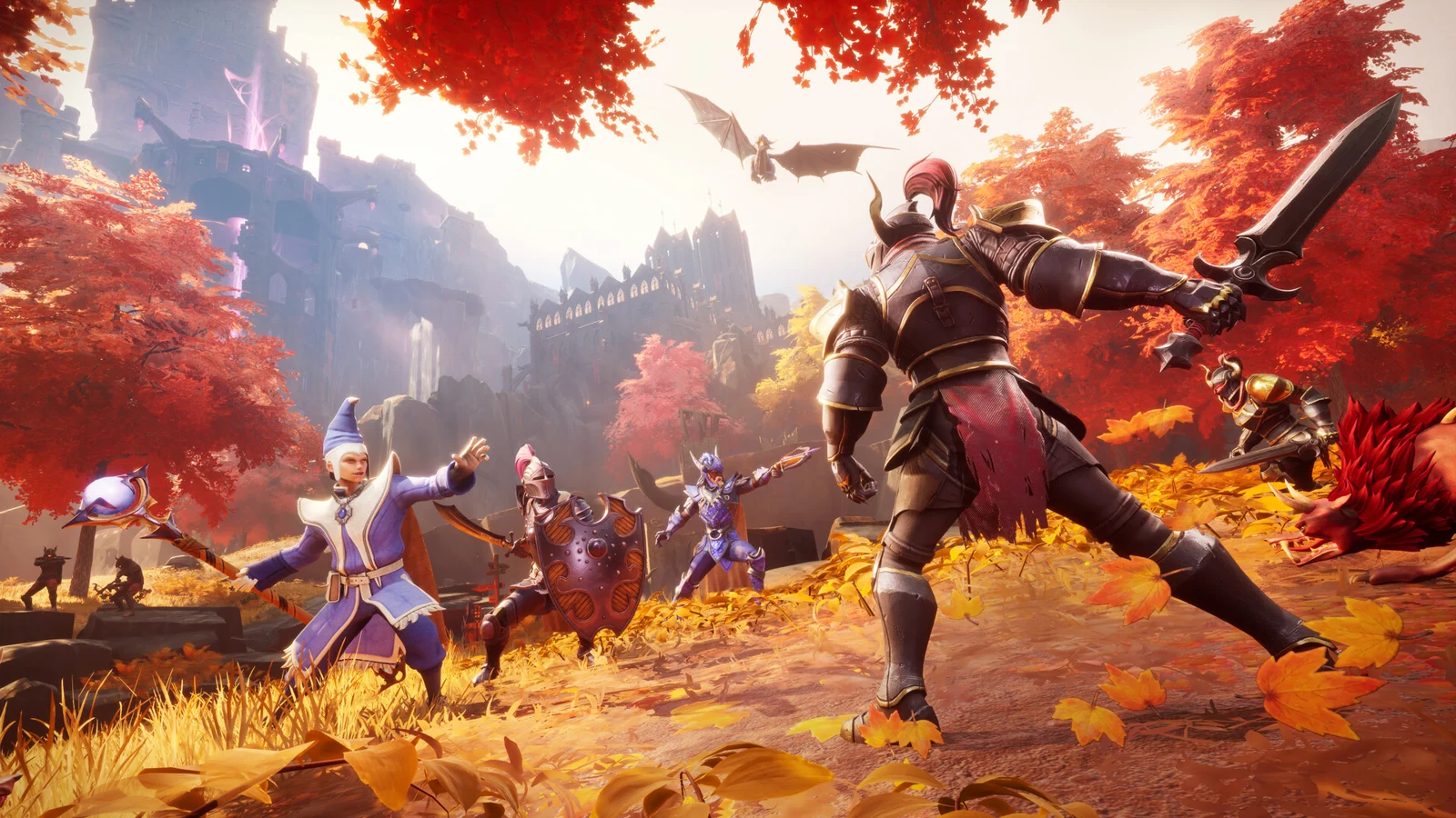 RuneScape: Dragonwilds official artwork: an armoured knight in an autumn forest