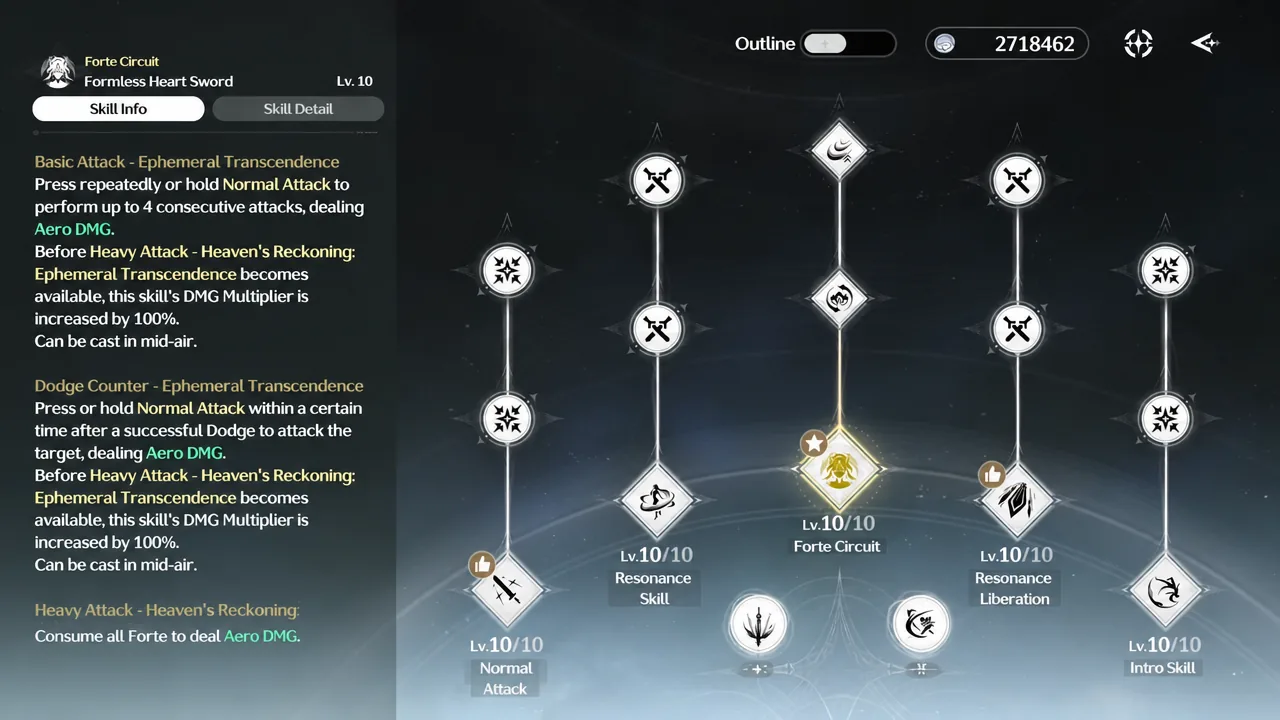 Forte Circuit screen with the central node highlighted showing the Mindlock amplification passives