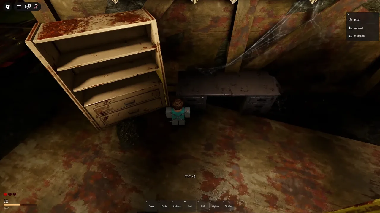 Collecting TNT charges from desks in the cleared storage and locker rooms.