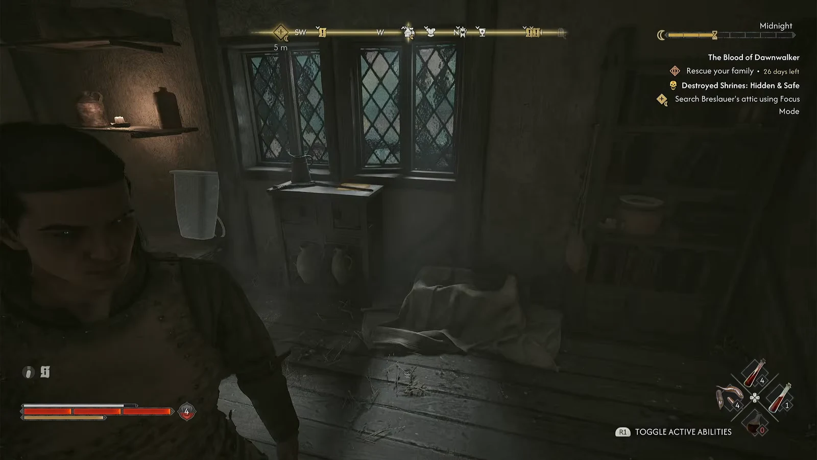 The attic interior with the Search Breslauer's attic using Focus Mode objective tracked on screen