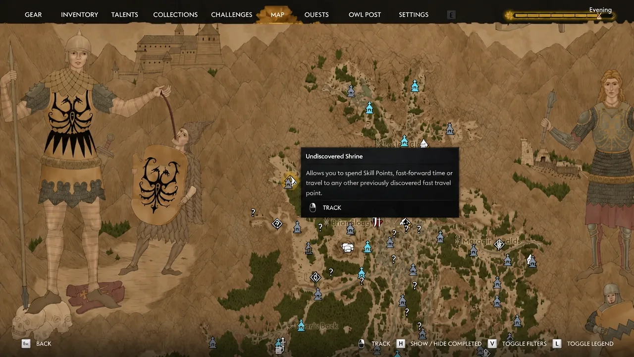 World map showing the refreshed Forge It Anew objective marker for the blacksmith