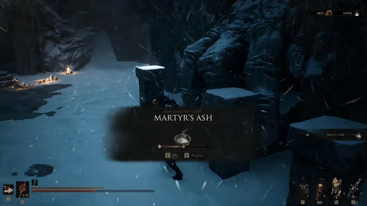 New familiarity level notification screen for a permanent pickup item