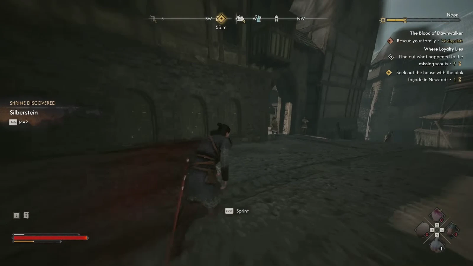 Shrine Discovered: Silberstein notification on screen as Coen sprints through the district