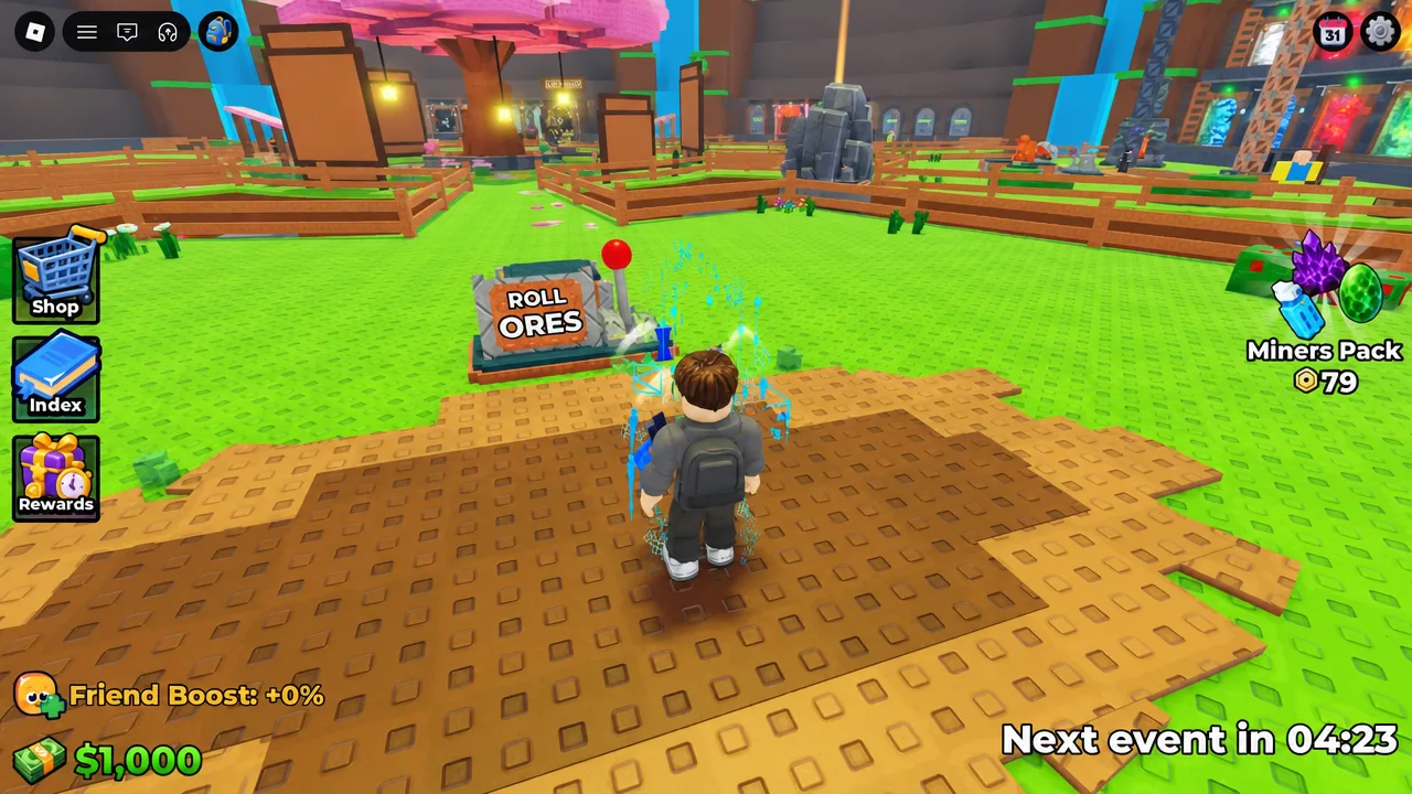 Avatar standing at the Roll Ores station ready to pull the lever for an ore roll