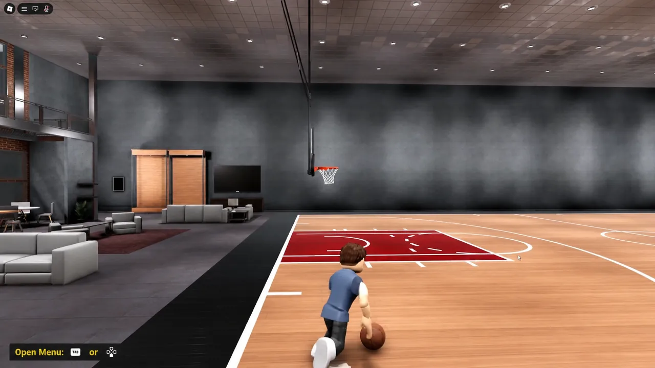 Player attempting a hook shot near the basket in Sequence Basketball