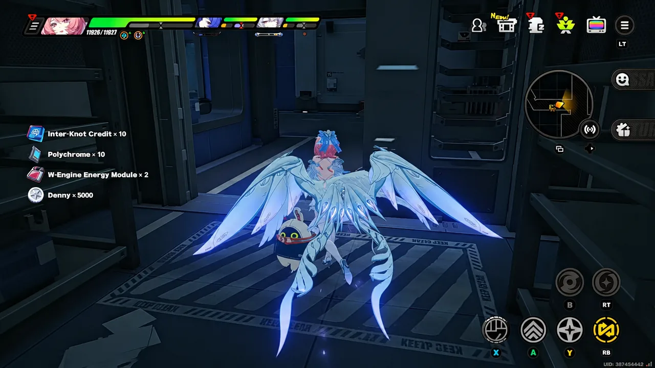 Agent moving through a transfer station room as collected item notifications stack up on the right