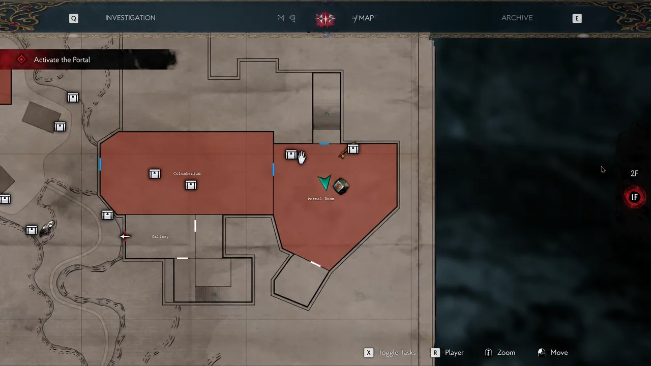 Portal Room map on 1F used to locate the E.R.C. Activator Pen for the rifle scope crate