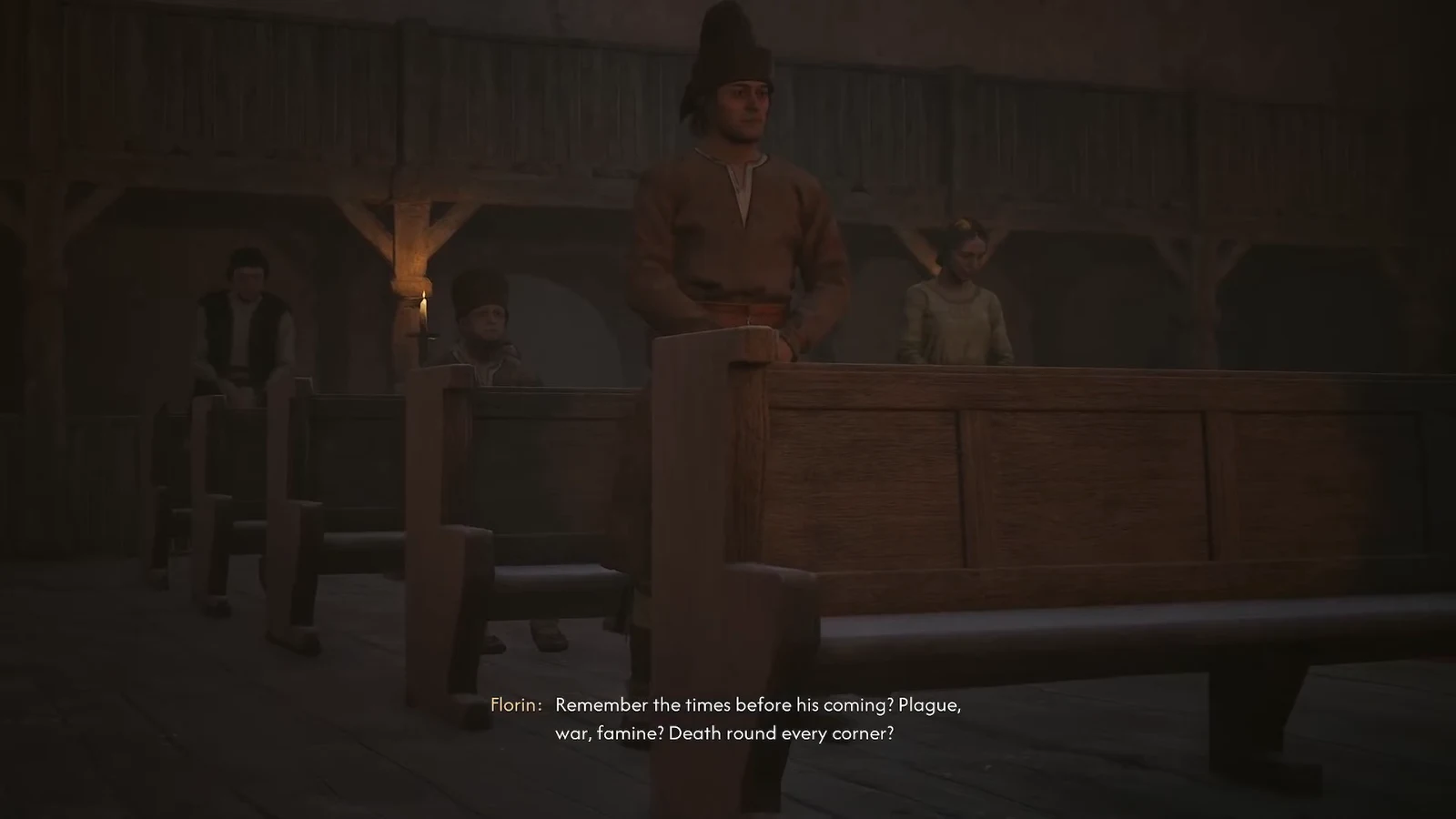 Father Florin preaching from the pulpit about plague, war and famine during the blood mass