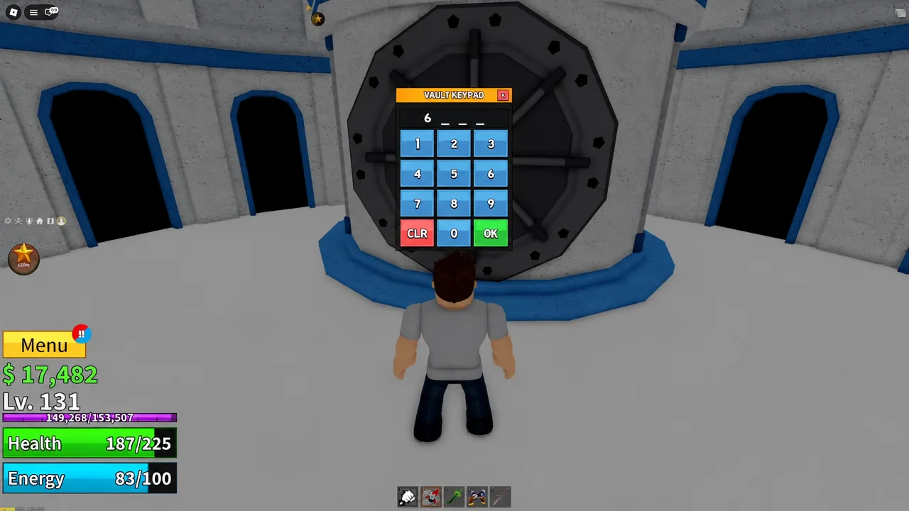 Vault keypad screen with the first digit entered while typing the code into the Angelic Vault