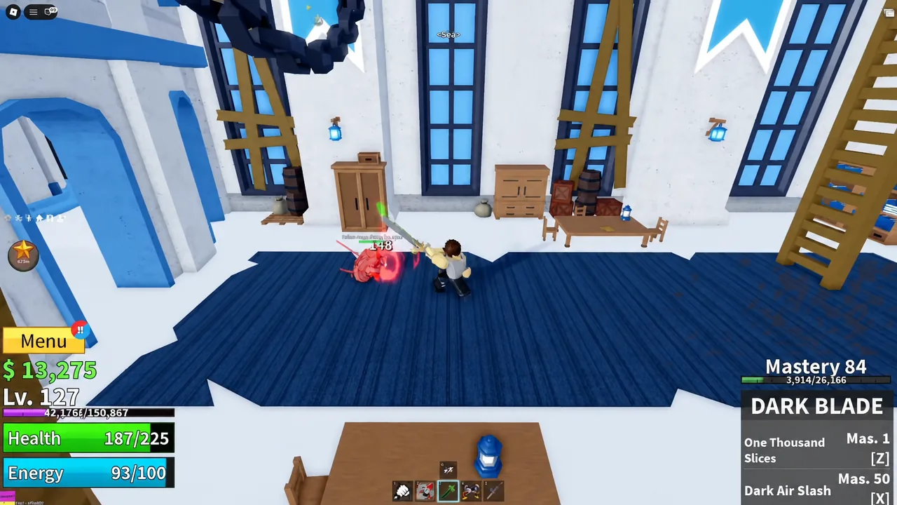 Fighting inside the floating sky castle during the Skylands secret raid