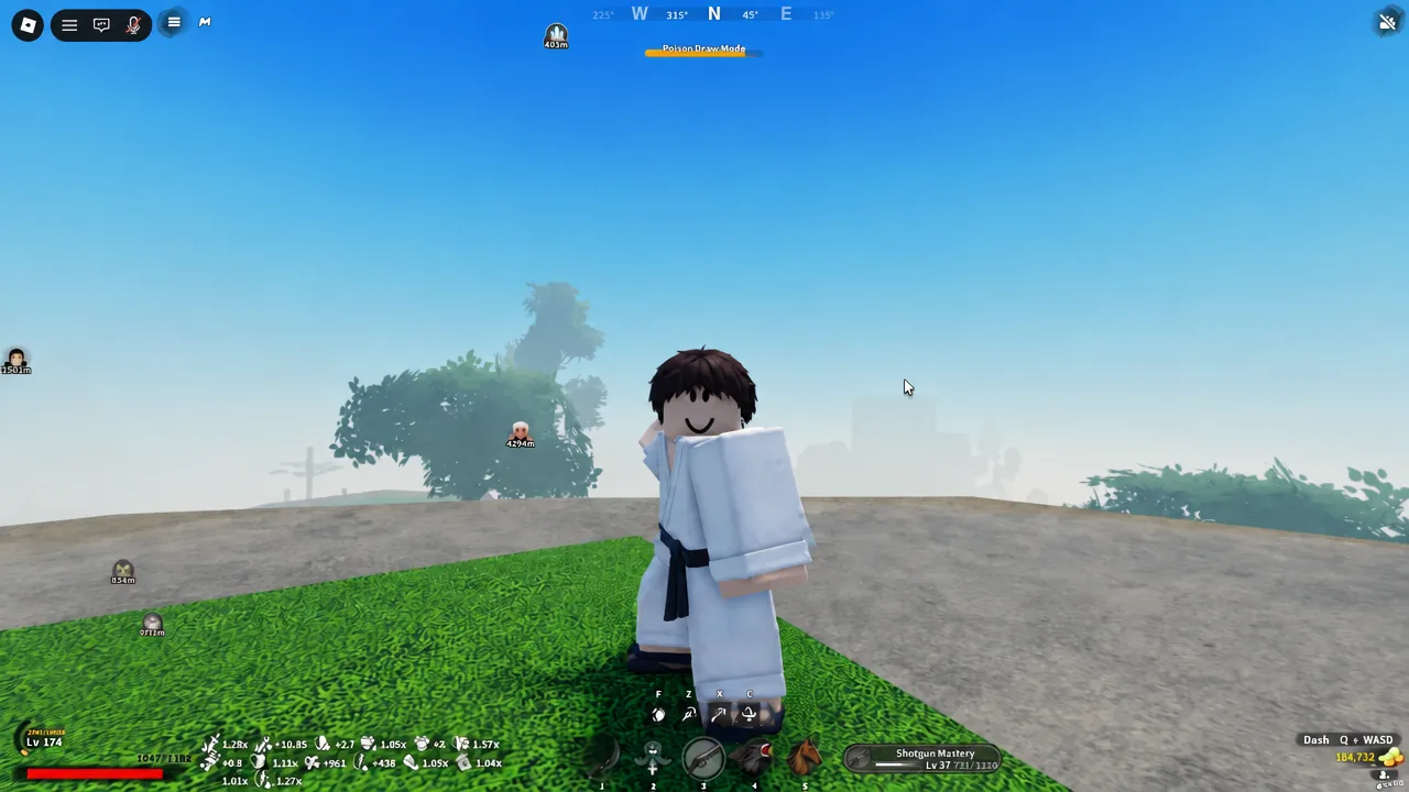 Player character firing the Shotgun in an M1 basic attack chain in Slayers 2