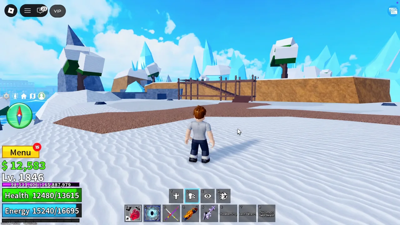 Snowball taking shape on the ground after rolling through a pile of snow