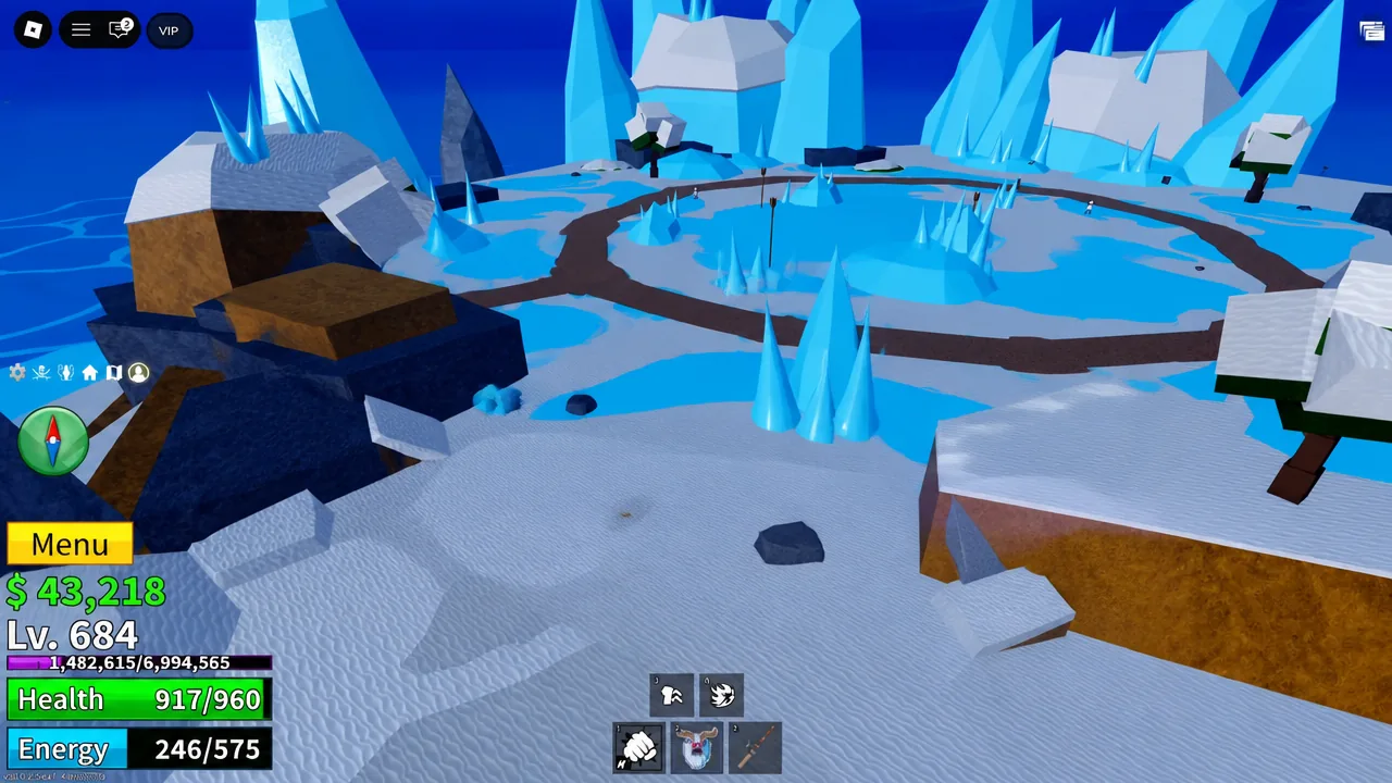 Player moving across the snowfield near the Yeti boss area in Snow Village