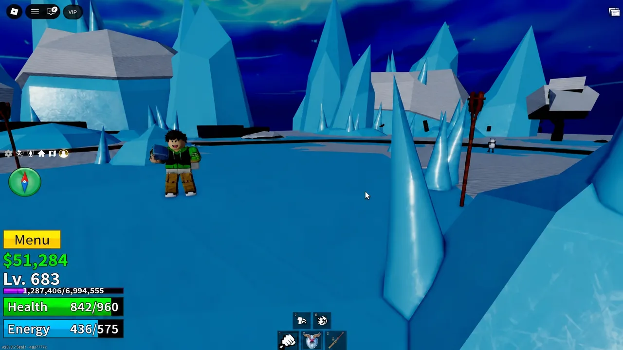 Yeti boss fight in progress on the snowy island near the snowman secret area