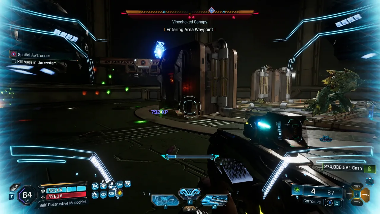 Kill bugs in the system objective tracked on the HUD inside the shrunken circuit area