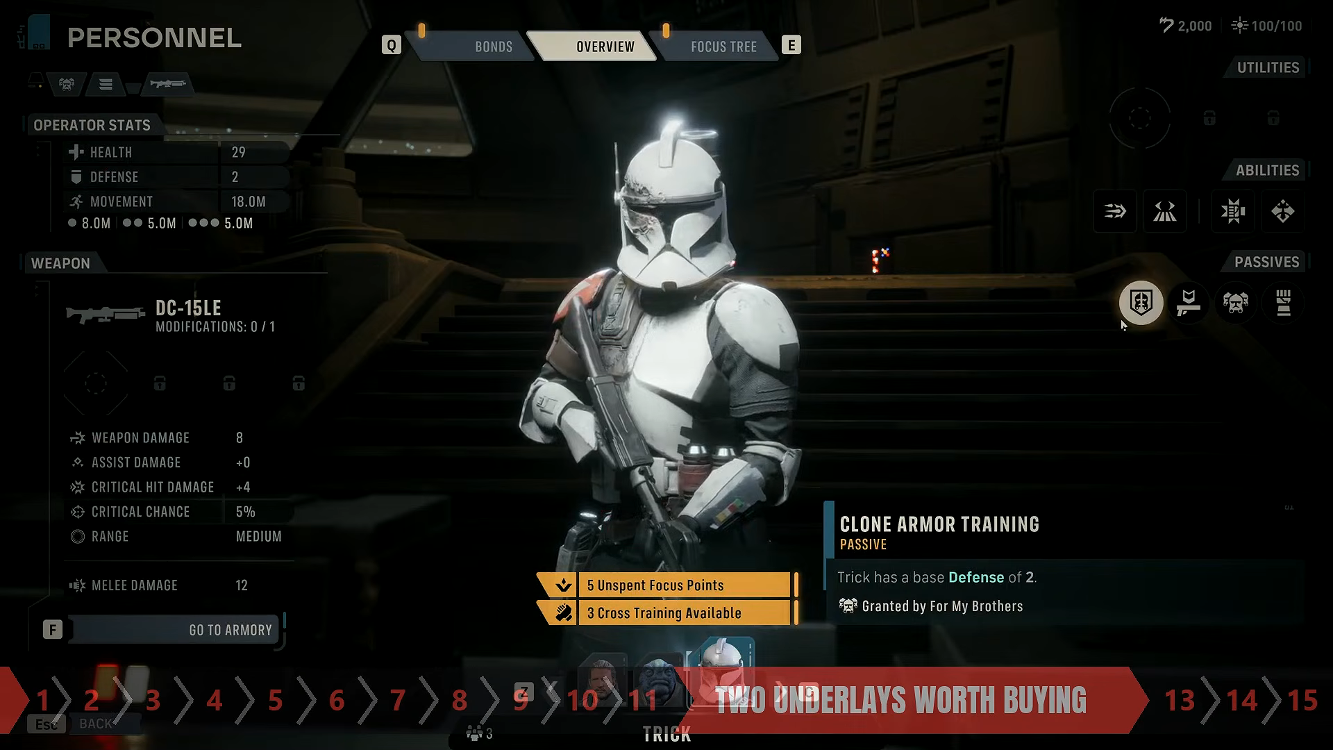 Loadout view showing an underlay utility item and its status immunity description