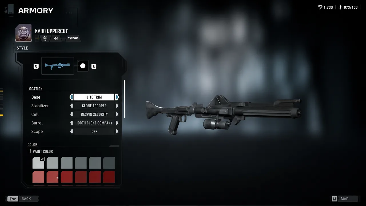 Armory customization screen with the Lite Trim base option highlighted for the Kabb Uppercut