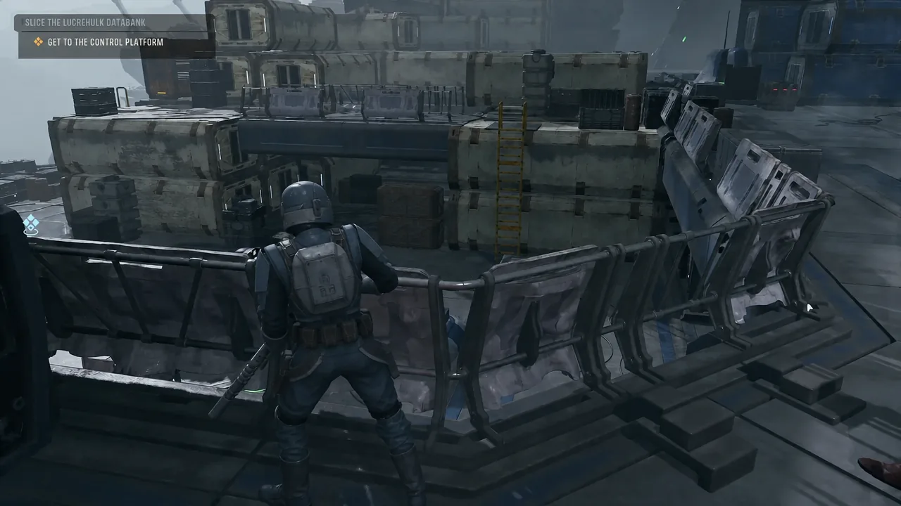 The elevated platform on the Lucrehulk exterior, the vantage point used to scope the distant structure for intel