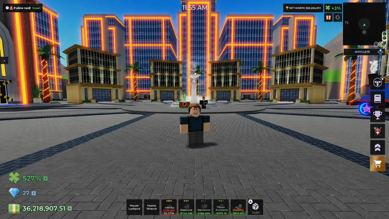 Storage Hunters gameplay with the shopping cart button highlighted on the right side of the screen