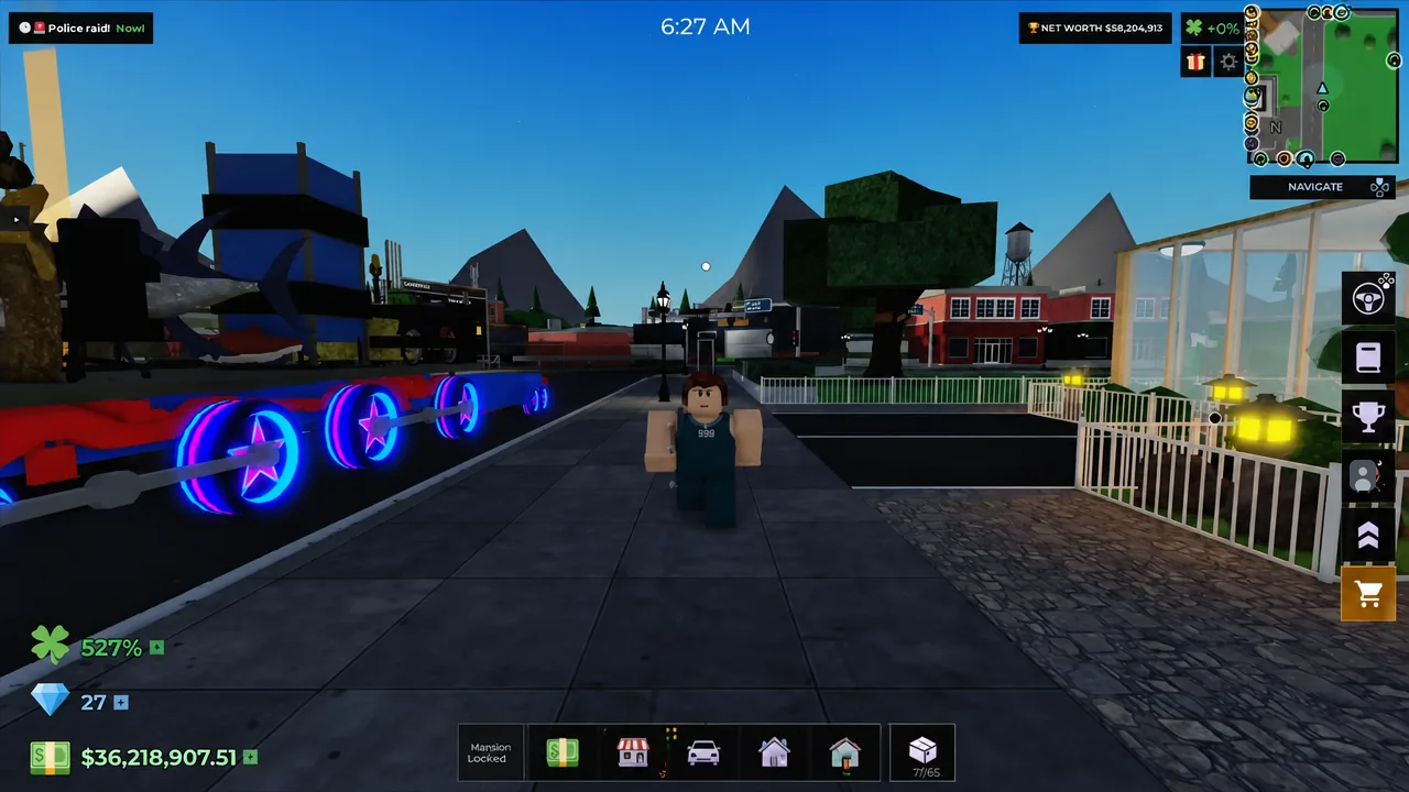 Player standing outside their Storage Hunters shop with the store interface prompt on screen