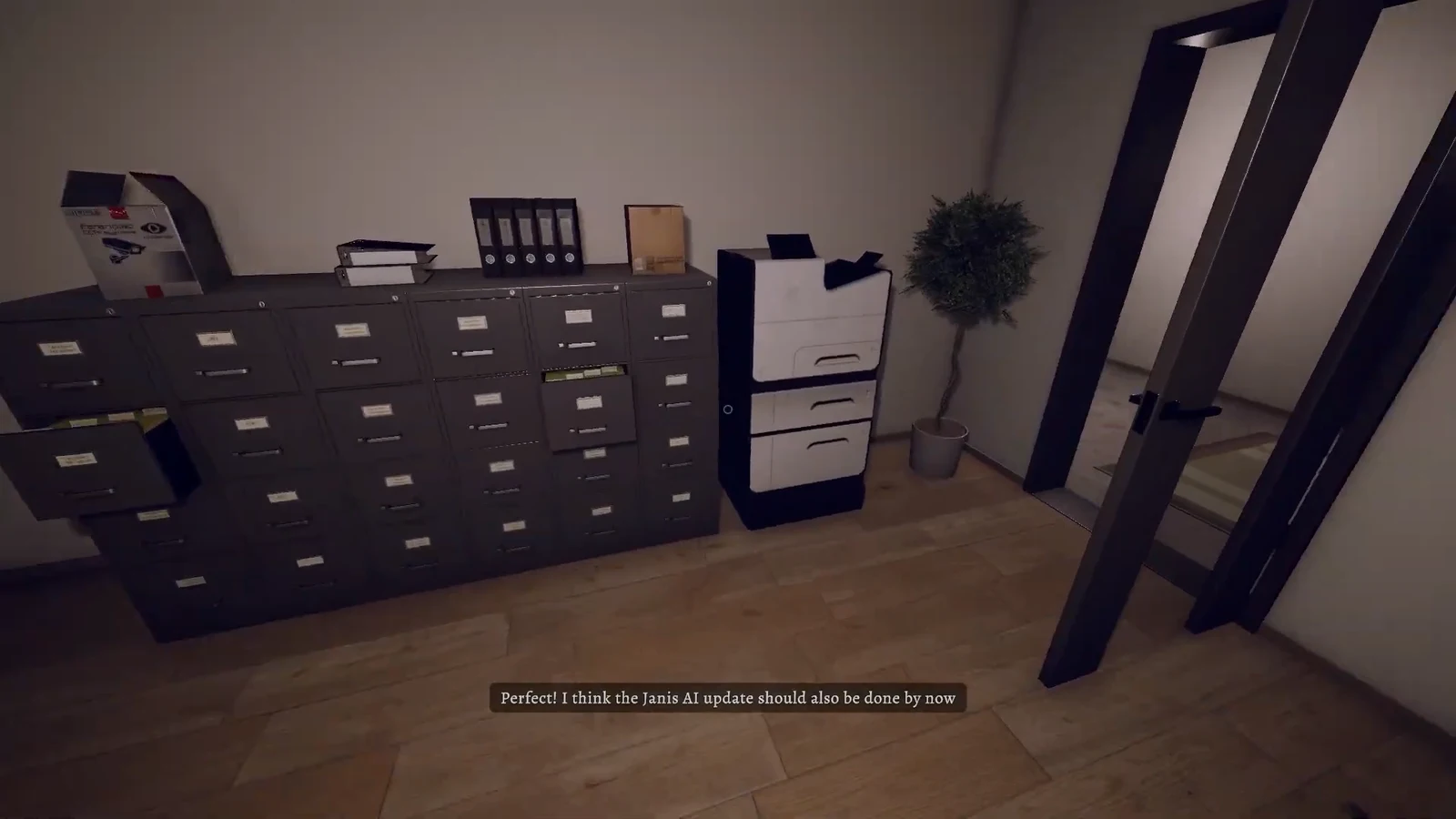 Office filing cabinet with several drawers pulled open while searching for files