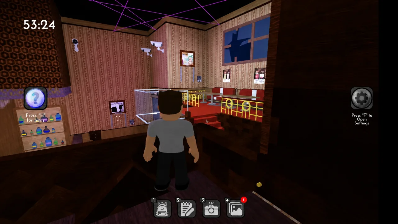 Bar area of the disco club with the settings gear button visible on the right of the screen.
