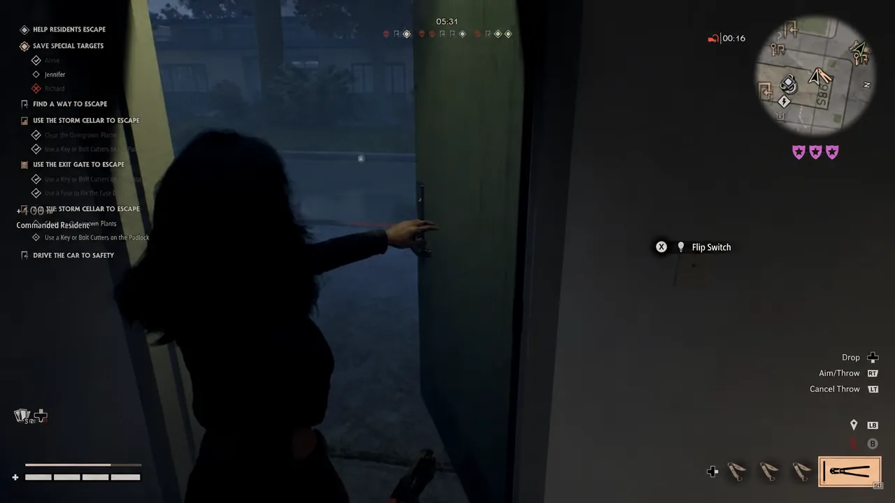 Flip Switch prompt mapped to the X button while standing at a switch