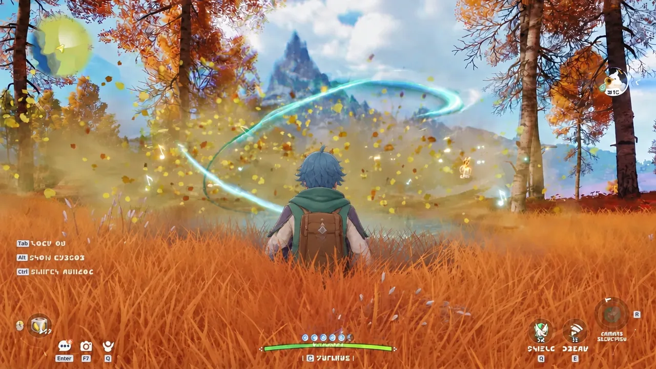 Player character casting a glowing circular ability with the combat HUD visible