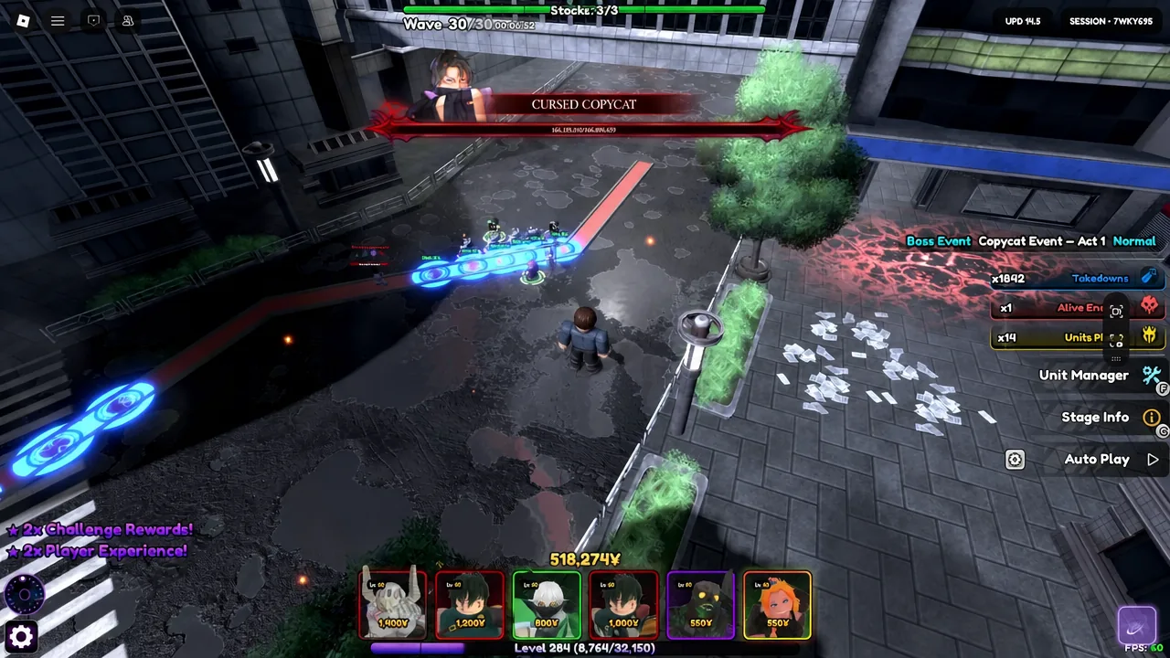 Cursed Copycat boss fight at Wave 30 of 30 during Copycat Event Act 1 Normal