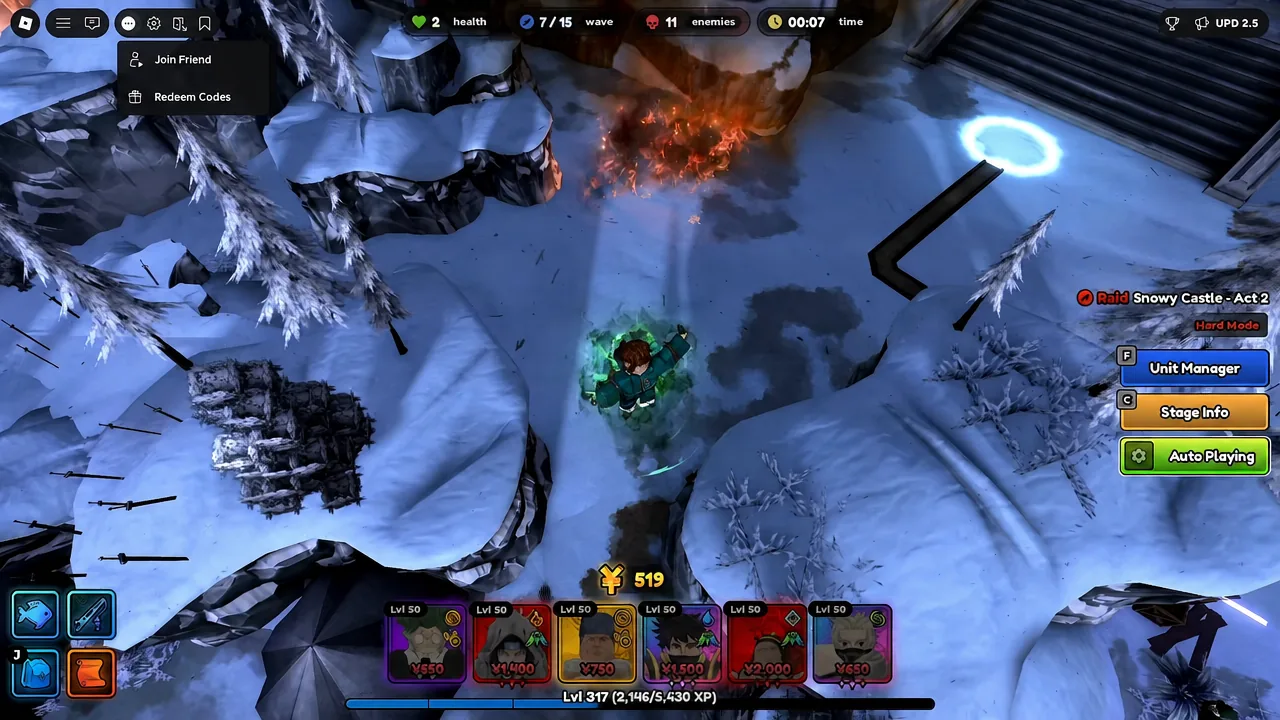 The highlighted Auto Playing button confirming automated gameplay is running in Act 2