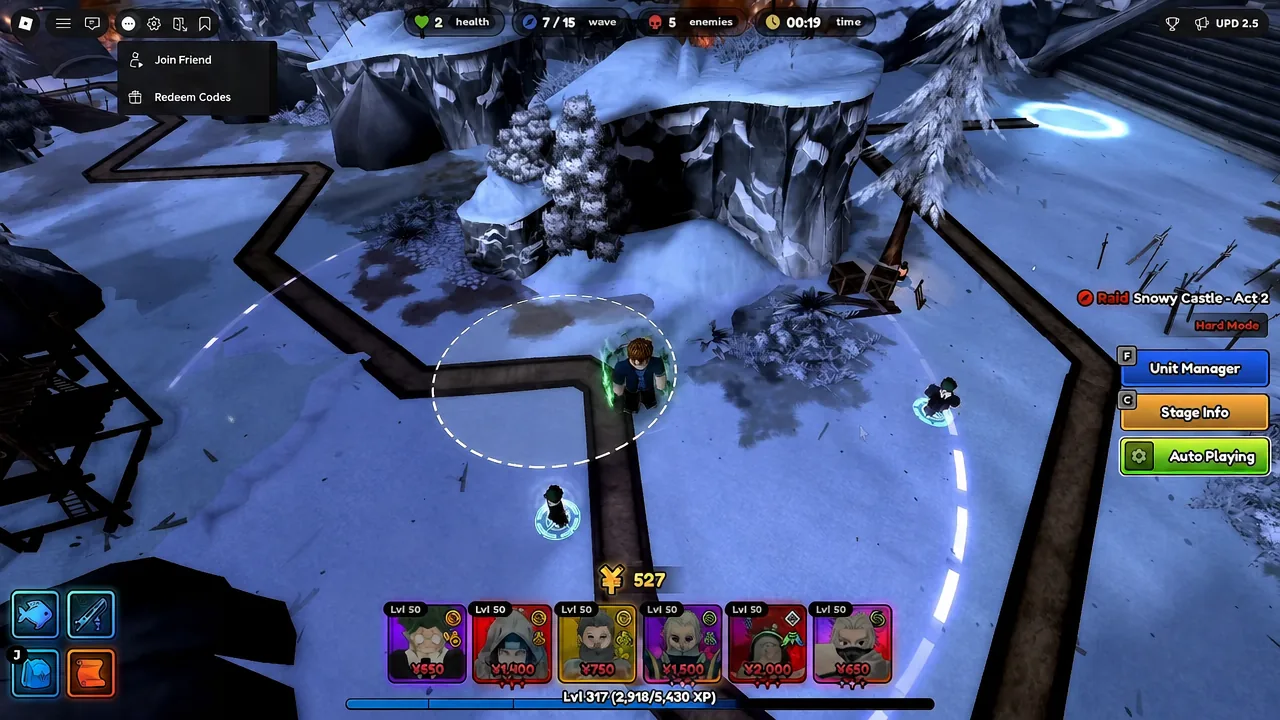 Snowy Castle Act 2 in progress with the green Auto Playing button active on screen