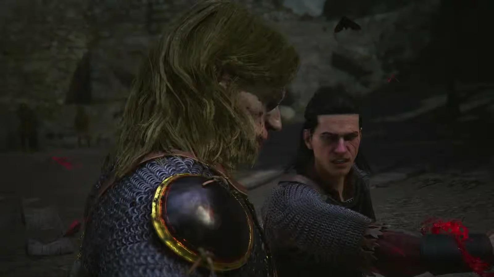 Finishing cutscene where Coen stands over the defeated Ambrus and chooses to drain his blood.