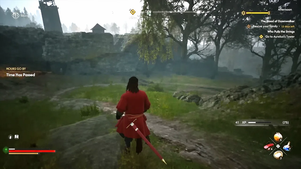 Objective marker reading Go to Aurelius's Tower during the Who Pulls the Strings quest