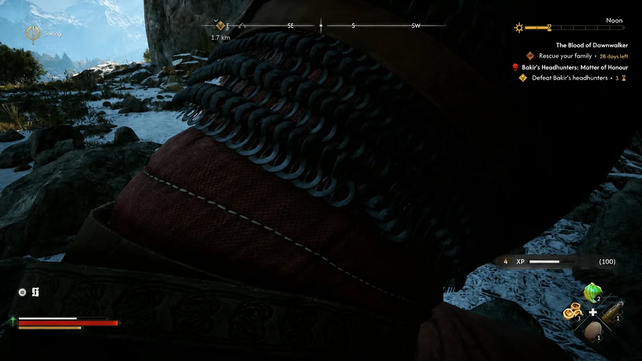 Autosave indicator on the HUD while running back through the snowy pass