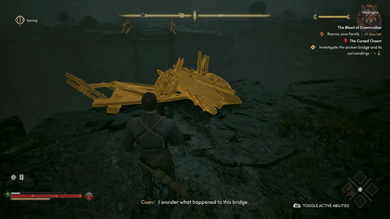 Reading Dimitar's Orders after searching the overturned cart to begin The Cursed Chasm