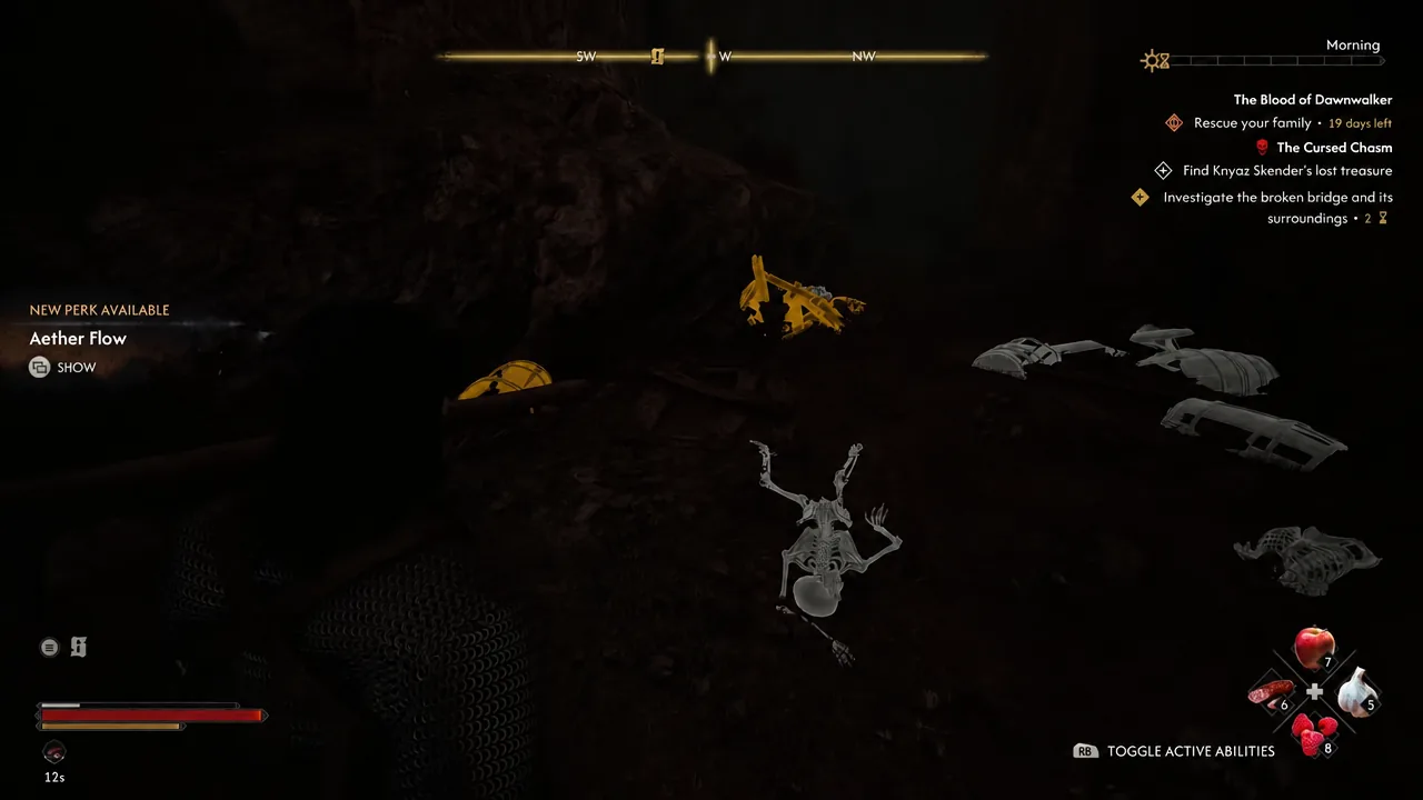 New Perk Available: Aether Flow notification on the HUD after looting the chasm's final remains