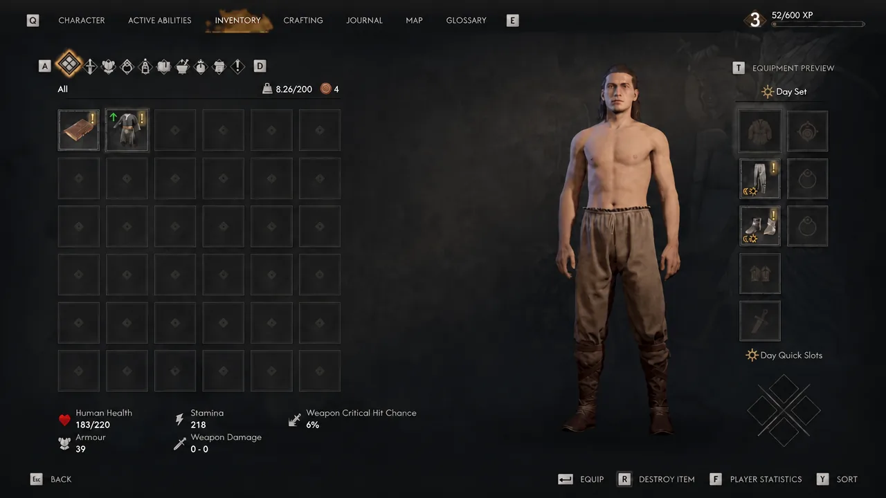 Inventory screen previewing the Comfortable Tunic on Coen with its armour value shown