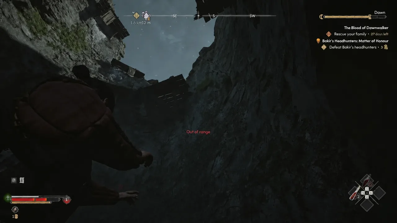 Clowride aimed at a distant anchor point that the game marks as out of range