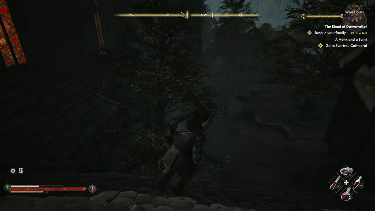 Quest marker directing the player toward Svartrau Cathedral during A Monk and a Saint