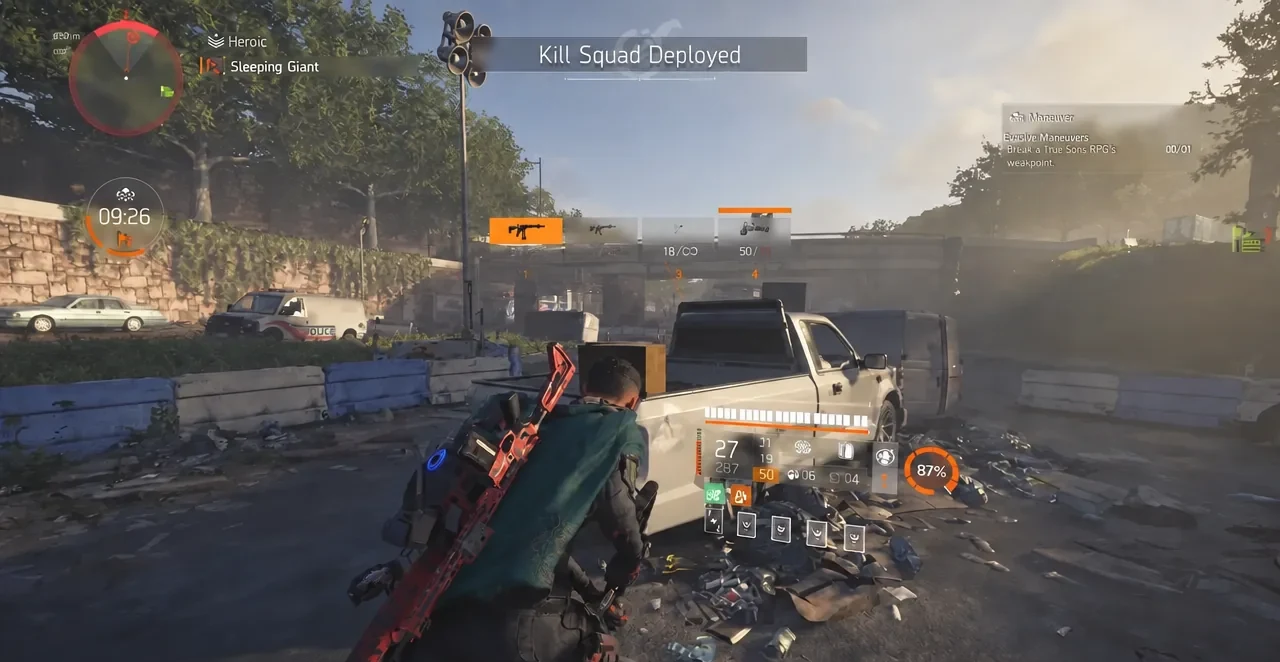 A Kill Squad Deployed alert appears in gameplay with the primary rifle slot highlighted on the HUD
