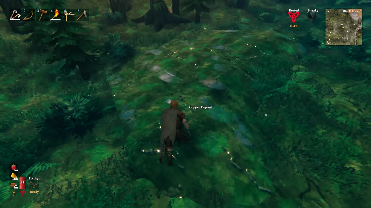 A Copper Deposit labelled on screen as the player walks up to it in the Black Forest