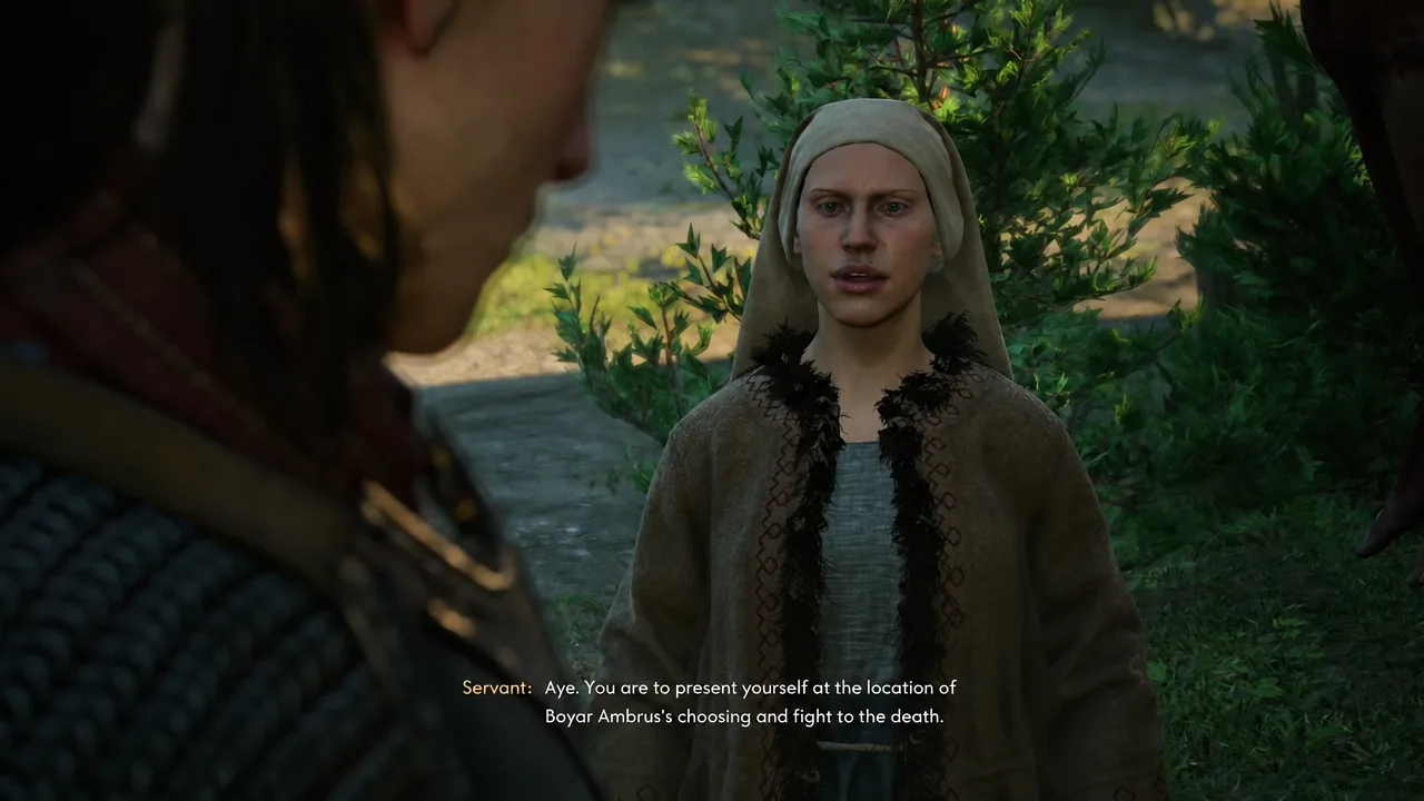 Servant tells Coen he must present himself for a fight to the death at Ambrus's chosen location