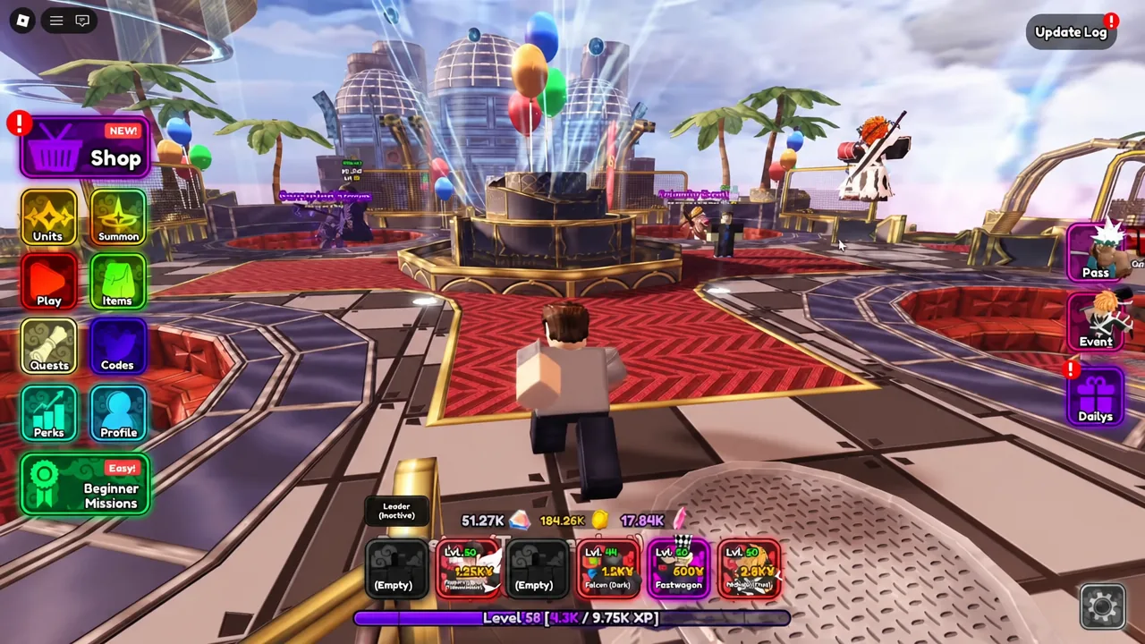 Main lobby with the NEW Shop button highlighted on the left side of the screen