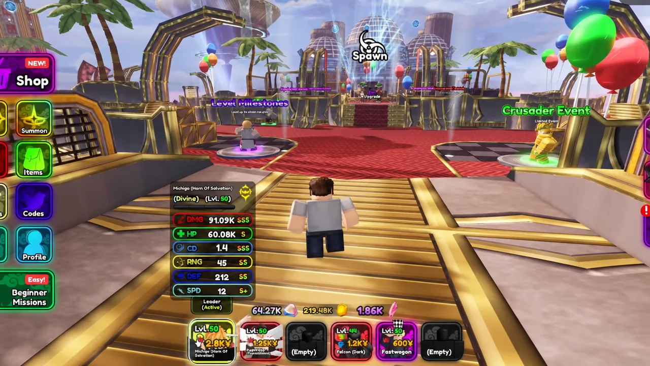 Spawn hub open with the evolved Ichigo unit stats panel and deployed-unit bar on screen