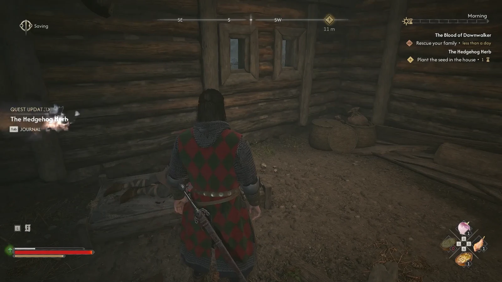 Quest update instructing the player to plant the seed in the house