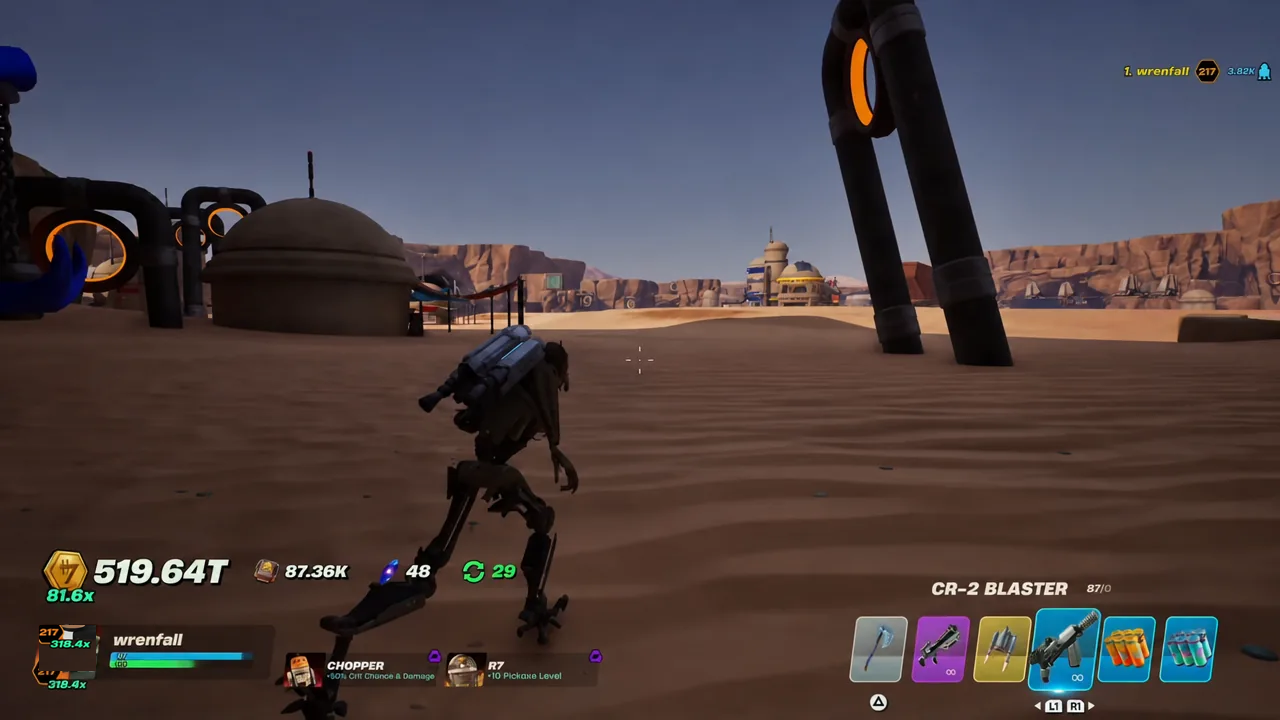 Desert run with the CR-2 Blaster highlighted in the weapon bar